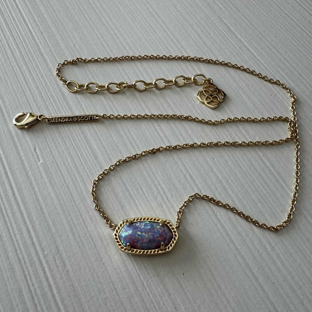 Kendra Scott Elisa Gold Necklace with Lilac Opal Stone - Picture 5 of 8